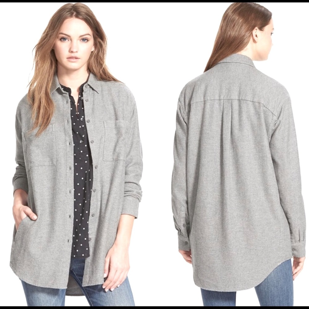 Madewell Gray Ex Boyfriend Oversized Flannel XS